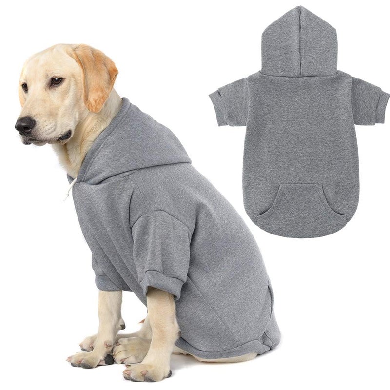 KOOLTAIL Basic Dog Hoodie - Soft and Warm Dog Hoodie Sweater with Leash Hole and Pocket, Dog Winter Coat, Cold Weather Clothes Sweatshirt for Small Medium Large Dogs Puppy Cat Boys Girls Grey L - Image 1